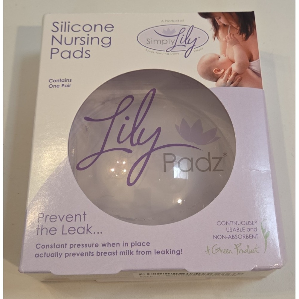 LilyPadz Reusable Silicone Nursing Pads 1 Pair Leak Protection with Pouch NEW